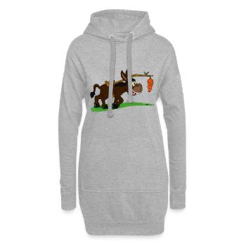 Der Esel und seine Karotte Geschenkidee für Kinder - Hoodie-Kleid - Grau meliert - Vorne