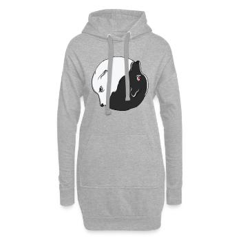 Yin Yang Wolf Süßes Zen Tierliebe Geschenk - Hoodie-Kleid - Grau meliert - Vorne