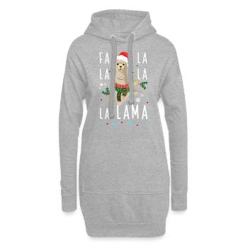 Falalala Lama Christmas - Hoodie-Kleid - Grau meliert - Vorne