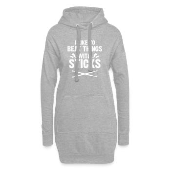 Schlagzeug Schlagzeuger Sticks Stöcke Geschenk - Hoodie-Kleid - Grau meliert - Vorne
