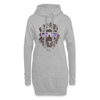 Lion cool avec des lunettes gros chat cadeau lionne - Sweat-shirt à capuche long Femme - gris chiné - Devant