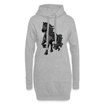 Friesenpferd Friese friesischer Pferd Reiten Pony - Hoodie-Kleid - Grau meliert - Vorne