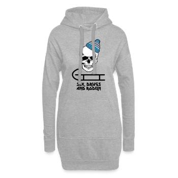 Rodel Skull - Sex, Drugs and Rodeln - Hoodie-Kleid - Grau meliert - Vorne