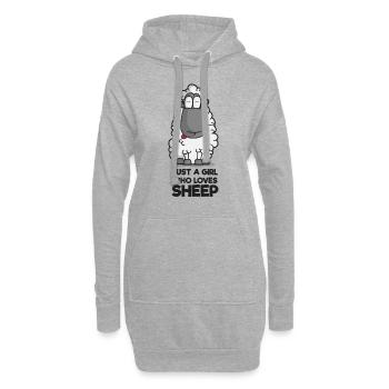 Just A Girl who loves Sheep mouton mouton bande dessinée - Sweat-shirt à capuche long Femme - gris chiné - Devant