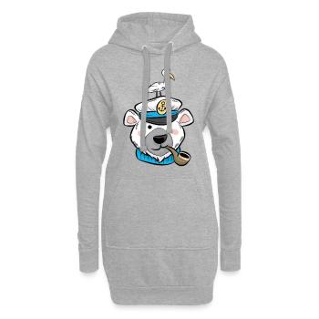 Eisbär Eis Bär Pfeife Möve Kapitän Cartoon Comic - Hoodie-Kleid - Grau meliert - Vorne