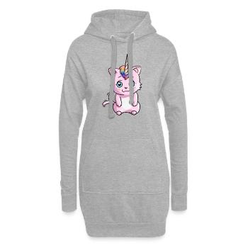 Cadeau d'anniversaire fille chaton chat licorne - Sweat-shirt à capuche long Femme - gris chiné - Devant