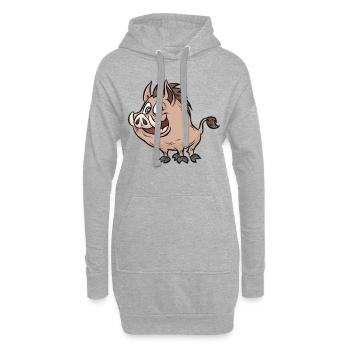 glückliches Wildschwein Schwein Stachelschwein - Hoodie-Kleid - Grau meliert - Vorne