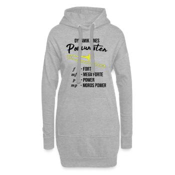 Lustiges Posaune Design, Dynamik eines Posaunisten - Hoodie-Kleid - Grau meliert - Vorne