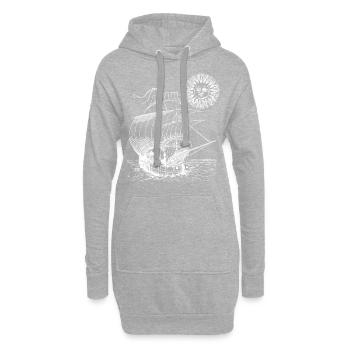 Segelschiff Segelboot Sonne - Hoodie-Kleid - Grau meliert - Vorne