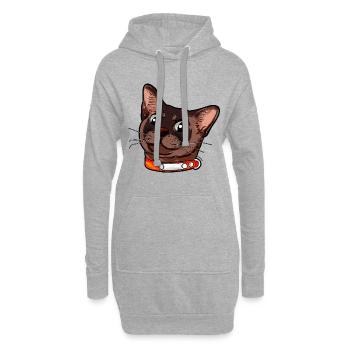 Burmese cat Burma chat visage de chat brun - Sweat-shirt à capuche long Femme - gris chiné - Devant