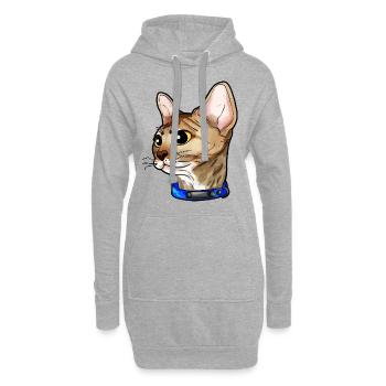 Devon Rex Chat Visage de Chat Amour - Sweat-shirt à capuche long Femme - gris chiné - Devant