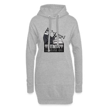 Trumpet dog Haustier Hund Trompete Geschenk Idee - Hoodie-Kleid - Grau meliert - Vorne