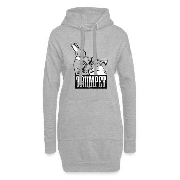 Trumpet Haustier Hase Trompete Geschenk Idee - Hoodie-Kleid - Grau meliert - Vorne