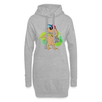 trex dino drôle drôle de handball - Sweat-shirt à capuche long Femme - gris chiné - Devant