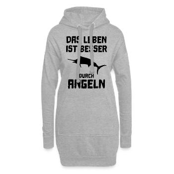 Angel Angler Spruch - Hoodie-Kleid - Grau meliert - Vorne
