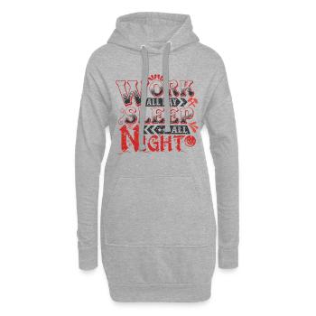 Hart arbeiten entspannt schlafen - Hoodie-Kleid - Grau meliert - Vorne