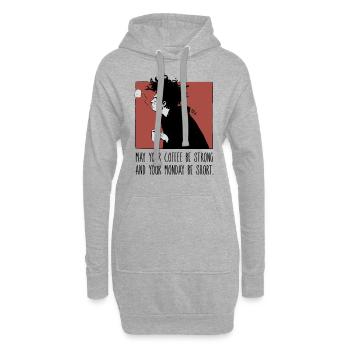Montags Sprüche Kaffee Morgenmuffel Langschläfer - Hoodie-Kleid - Grau meliert - Vorne