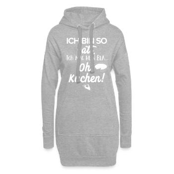 Ich bin so satt, ich mag kein Bla... Oh Kuchen! - Hoodie-Kleid - Grau meliert - Vorne