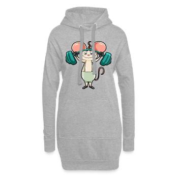 Souris les poids soulève le sport de force pression de banque enfant - Sweat-shirt à capuche long Femme - gris chiné - Devant