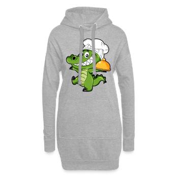 kochendes Krokodil Chefkoch Kellner Koch Geschenk - Hoodie-Kleid - Grau meliert - Vorne