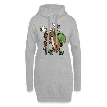 Wandern Wanderer Elch Wanderslust Rentier Cartoon - Hoodie-Kleid - Grau meliert - Vorne