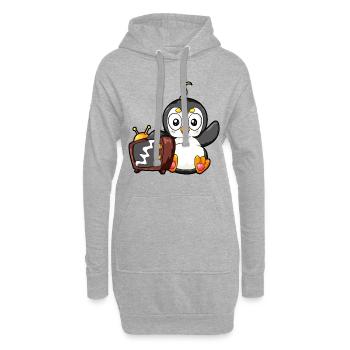 TV Pinguin Fernsehen Fernseher Serien Cartoon - Hoodie-Kleid - Grau meliert - Vorne