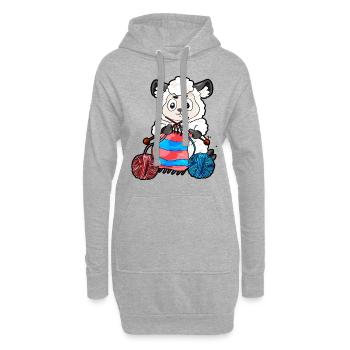 Crochets Couture Tricot Mouton tricoter Cadeau - Sweat-shirt à capuche long Femme - gris chiné - Devant