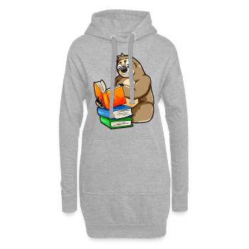 Lesendes Faultier Lesen Leseratte Bücherwurm Buch - Hoodie-Kleid - Grau meliert - Vorne