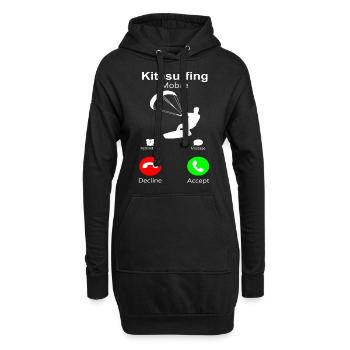 Kitesurfing Mobile Call me Kite Surfer Telefon Fun - Hoodie-Kleid - Schwarz - Vorne