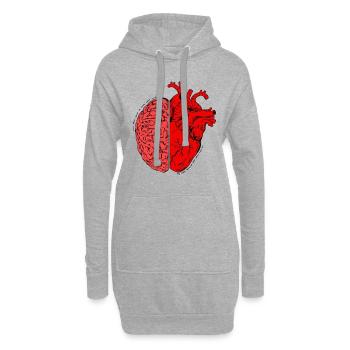 Avec le cerveau Penser avec le cœur - Sweat-shirt à capuche long Femme - gris chiné - Devant