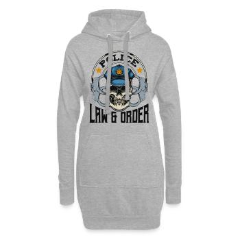 Police Skull Law Skull Gift - Sweat-shirt à capuche long Femme - gris chiné - Devant