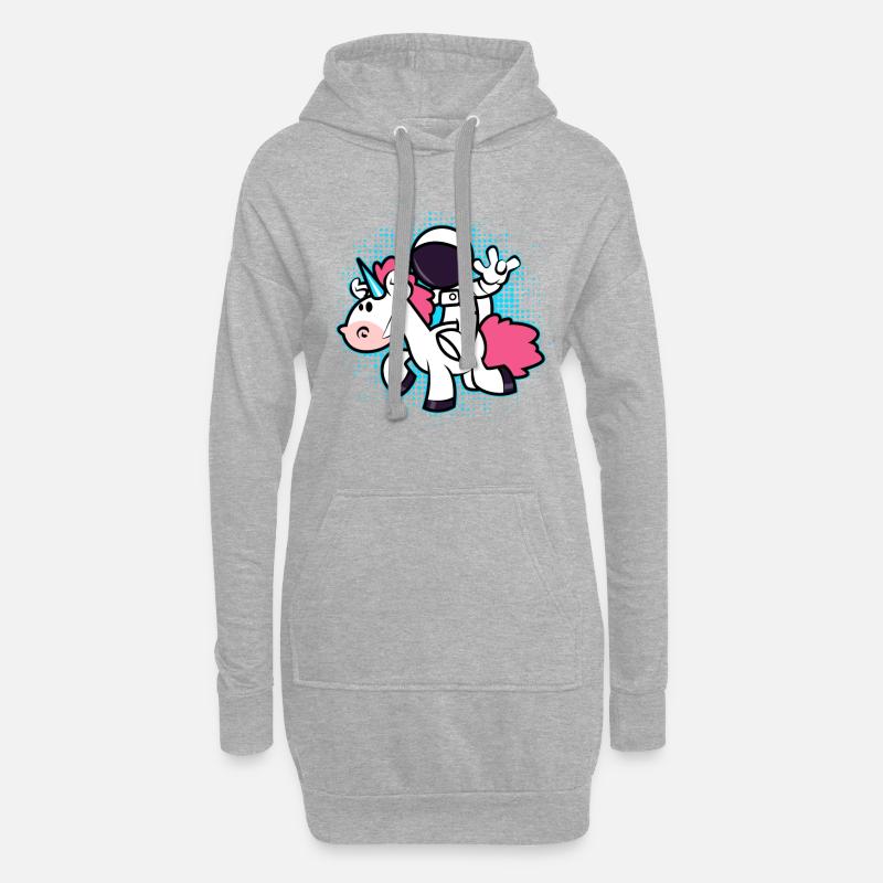 Astronaut Einhorn - Hoodie-Kleid - Grau meliert