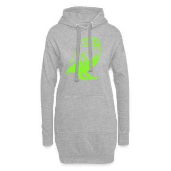 Eule in grün - Hoodie-Kleid - Grau meliert - Vorne