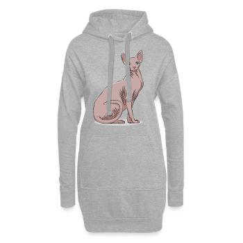 Sphynx Sphinx Katze Kätzchen Haustier Geschenk - Hoodie-Kleid - Grau meliert - Vorne