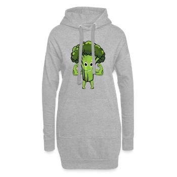 Chemise forte végétalienne Chemise de brocoli Fitness - Sweat-shirt à capuche long Femme - gris chiné - Devant