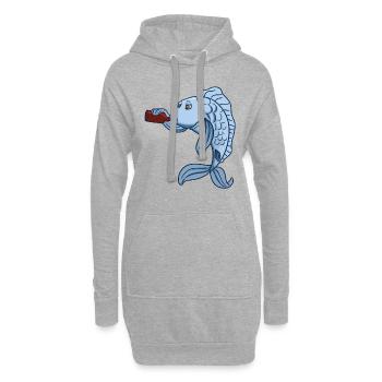 Drunk Fish - Hoodie-Kleid - Grau meliert - Vorne