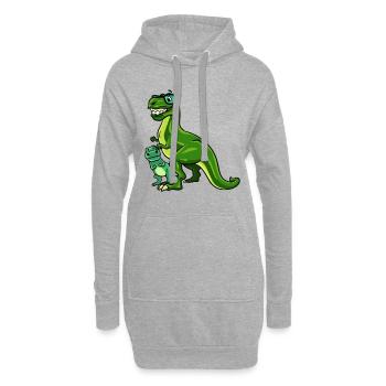 Dinosaurier Dino T-Rex Papa Vater Papi Geschenk - Hoodie-Kleid - Grau meliert - Vorne