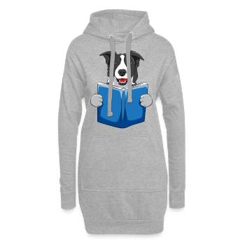 Hund Bücher Buch Lesen Bücherwurm Hunde Geschenk - Hoodie-Kleid - Grau meliert - Vorne