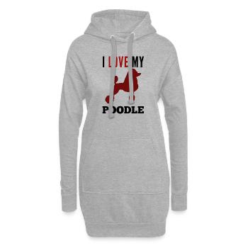 J'adore mon caniche caniche caniche - Sweat-shirt à capuche long Femme - gris chiné - Devant