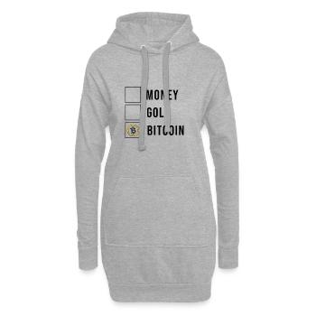 Money, gold, bitcoin - Geld, Gold, Bitcoin - Hoodie-Kleid - Grau meliert - Vorne