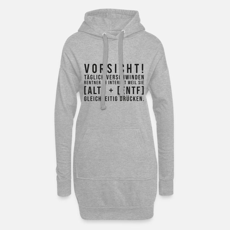 Rentner verschwinden im Internet - Hoodie-Kleid - Grau meliert