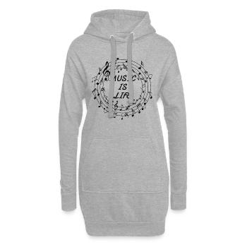 Music is Life - Clé de note musicale - Sweat-shirt à capuche long Femme - gris chiné - Devant