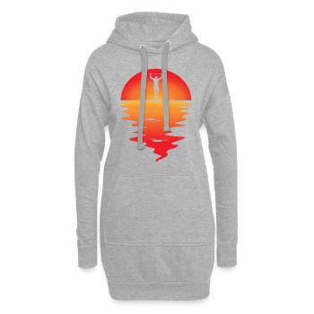 Coucher de soleil - Sweat-shirt à capuche long Femme - gris chiné - Devant