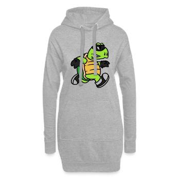 Turtle thief, Schildkröten Räuber - Hoodie-Kleid - Grau meliert - Vorne