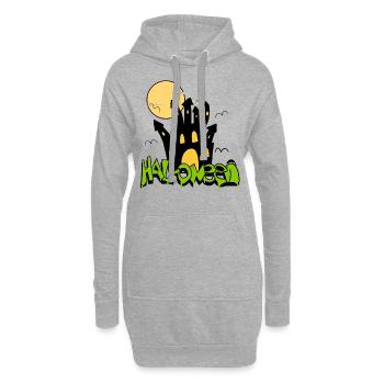 Cool Halloween Château d’horreur - Sweat-shirt à capuche long Femme - gris chiné - Devant