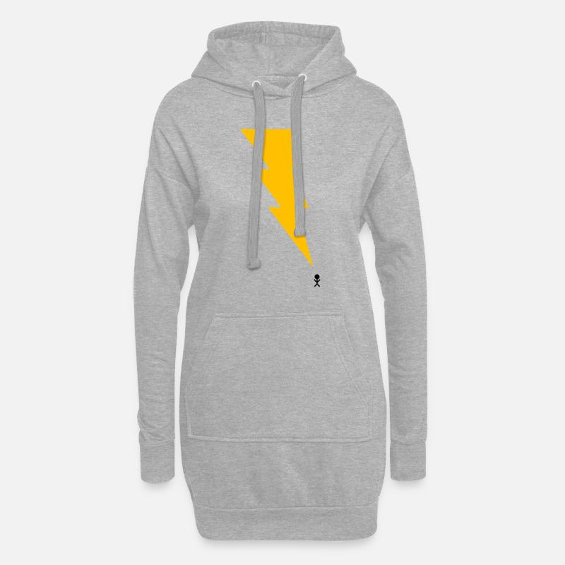 Gewitter - Blitz - Blitzschlag - Strichmännchen 1 - Hoodie-Kleid - Grau meliert