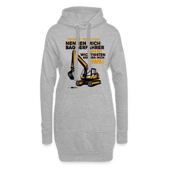 T-shirt des ouvriers du bâtiment • Baggerfahrer • Cadeau maçon - Sweat-shirt à capuche long Femme - gris chiné - Devant