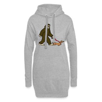 Bigfoot avec chien - Sweat-shirt à capuche long Femme - gris chiné - Devant