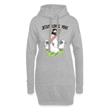 Jesus loves you! - Hoodie-Kleid - Grau meliert - Vorne