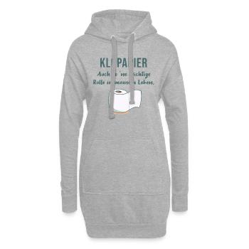 Klopapier - auch so ne wichtige Rolle... lustig - Hoodie-Kleid - Grau meliert - Vorne